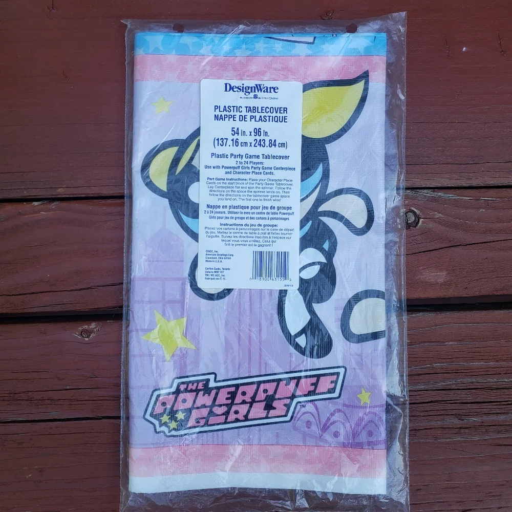 1999 DesignWare THE POWDERPUFF GIRLS Plastic Tablecover 54in x 96in